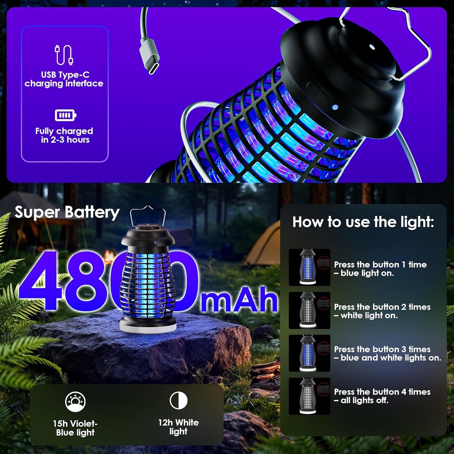 Outdoor & Indoor Cordless Mosquito Zappers